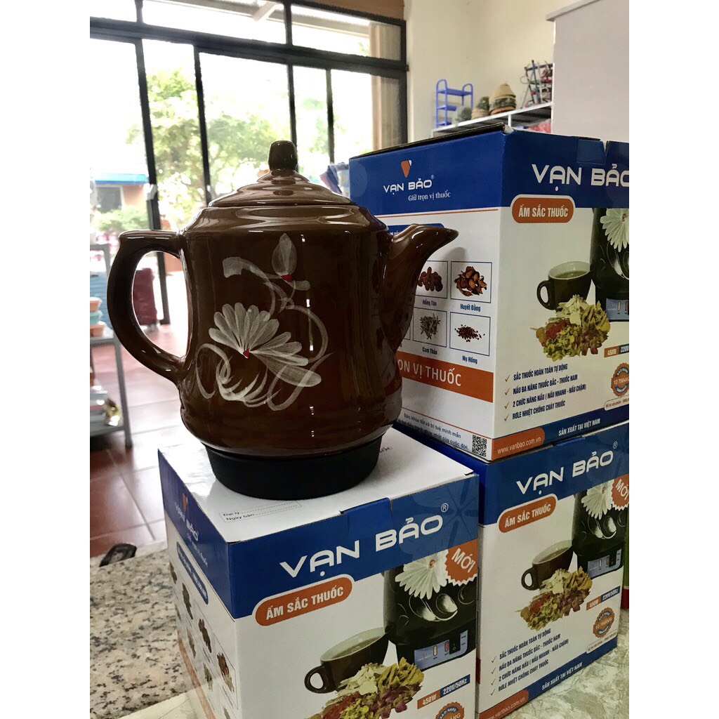 Ấm sắc thuốc bắc bằng điện 3.2l vạn bảo bát tràng siêu sắc thuốc tự động, nhanh, an toàn bền đẹp