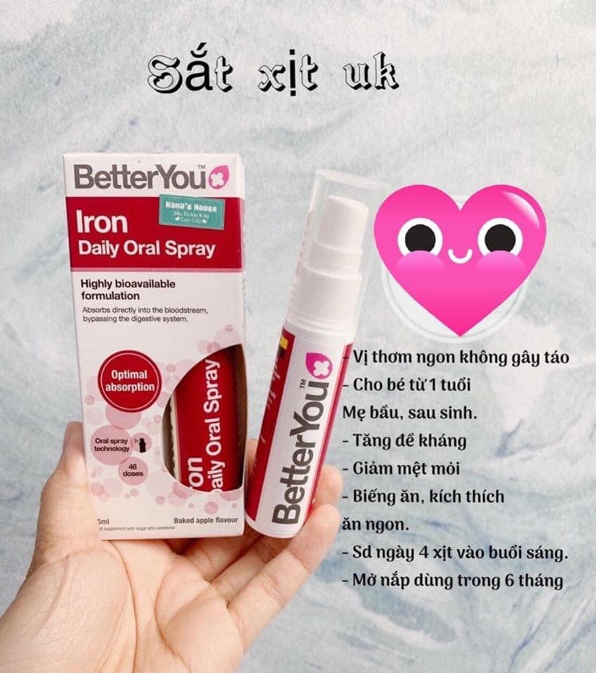 Sắt dạng xịt Better You UK cho bé từ 1 tuổi