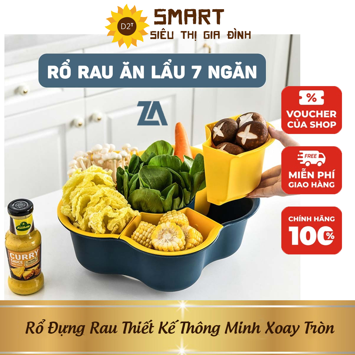 Rổ Đựng Rau Thiết Kế Thông Minh Xoay Tròn, Rổ Nhựa Đựng Rau Ăn Lẩu