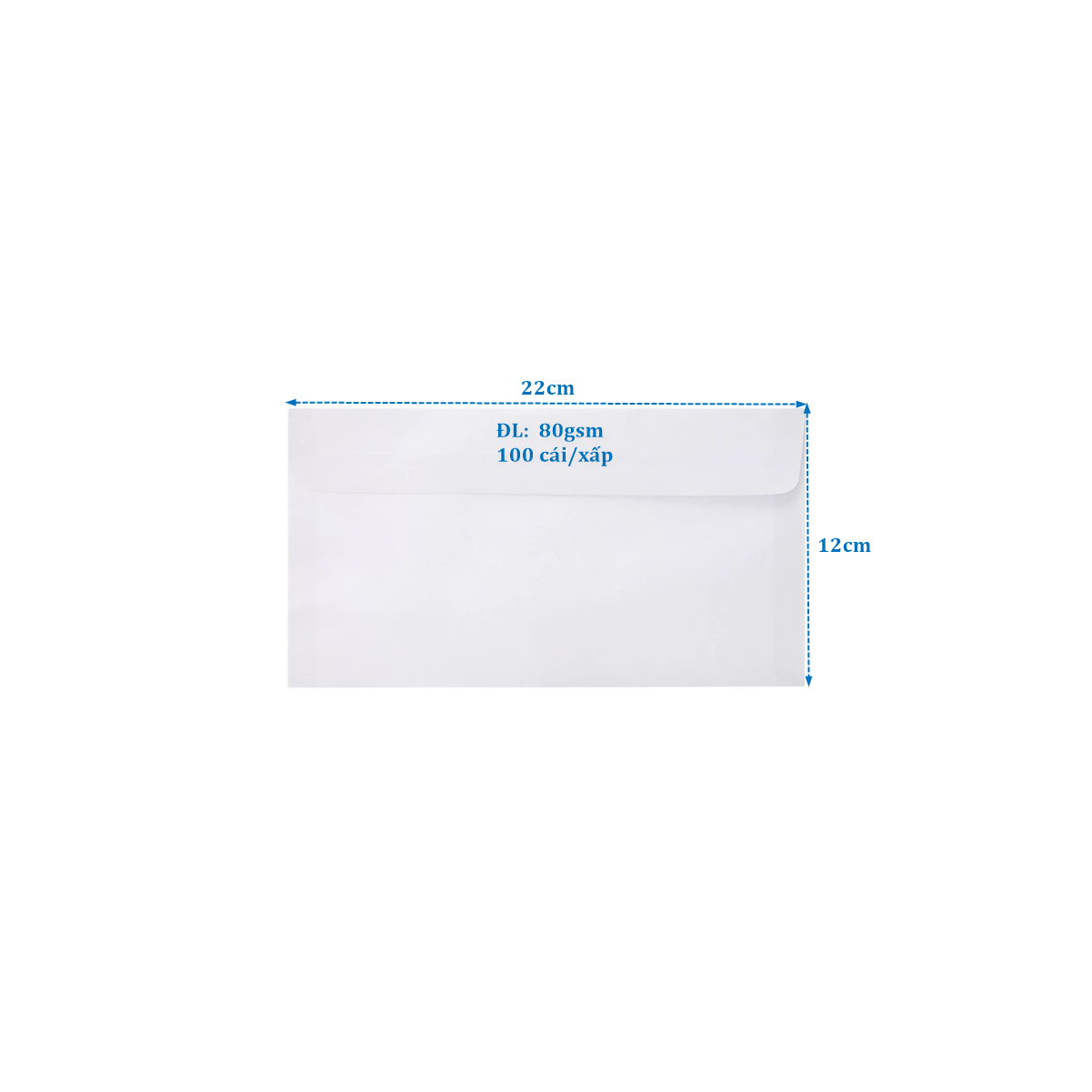 Bao thư trắng 12x22cm đl 80gsm xấp 100cái không keo