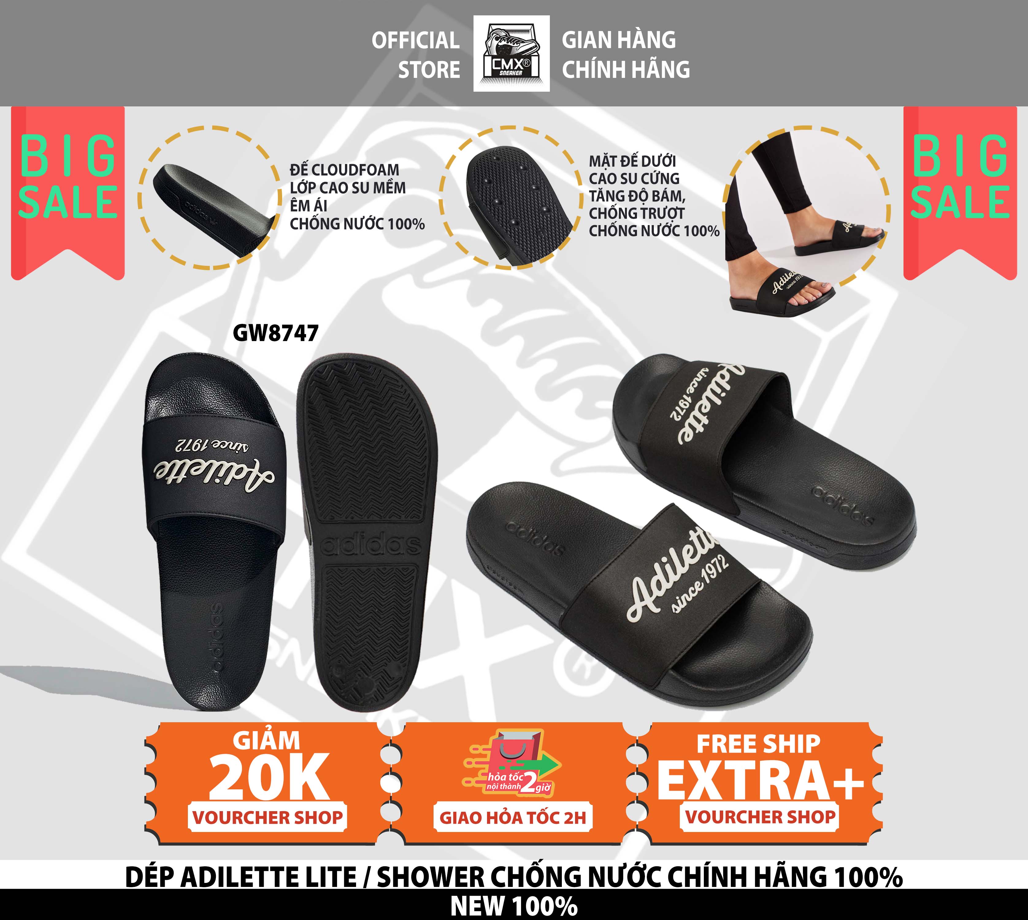 😘 dép 𝘼𝒅𝙞𝒅𝙖𝒔 adilette shower 1972 - real authentic 100%