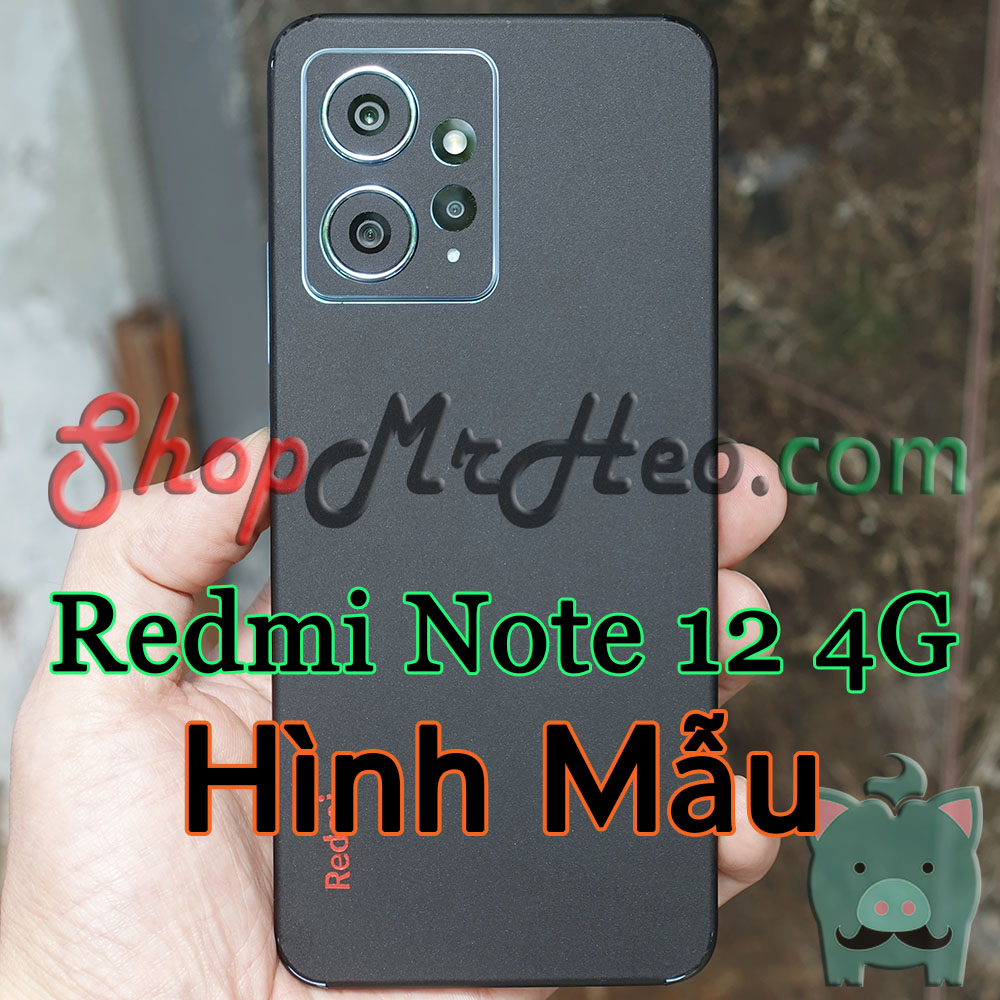 Dán Skin Mặt Sau Lưng Full Viền Redmi Note 12 4G Carbon, Hình Hộp, Nhám,