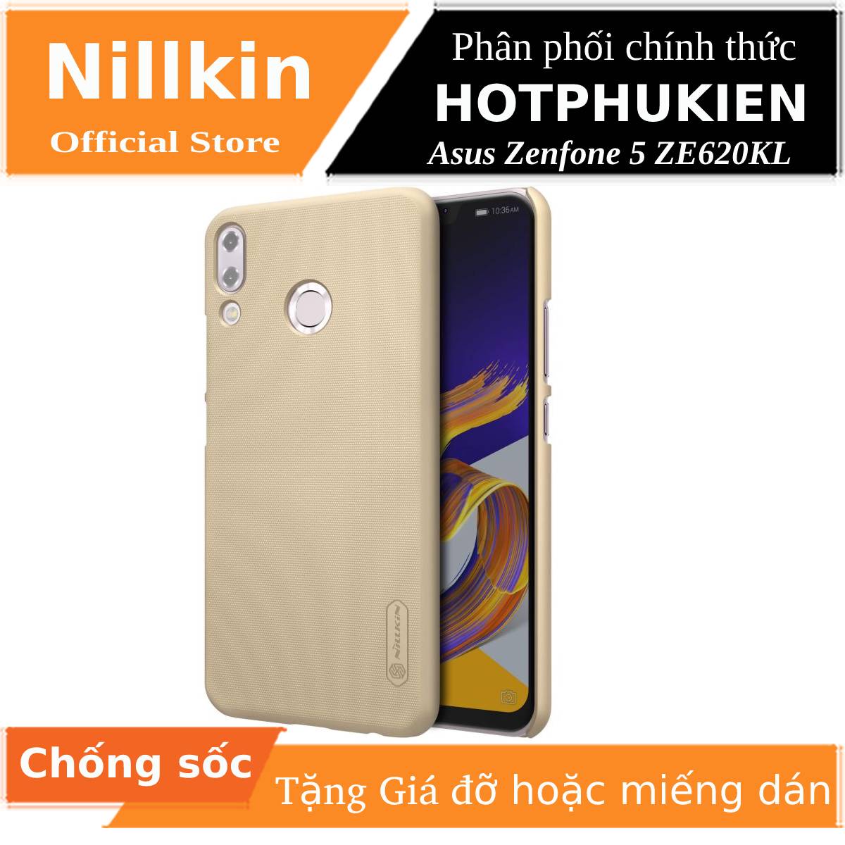 Ốp Lưng Sần chống sốc cho Asus Zenfone 5 2018 (ZE620KL) hiệu Nillkin Super Frosted Shield (Đính kèm giá đỡ hoặc miếng dán từ tính) - Phân phối bởi Hotphukien