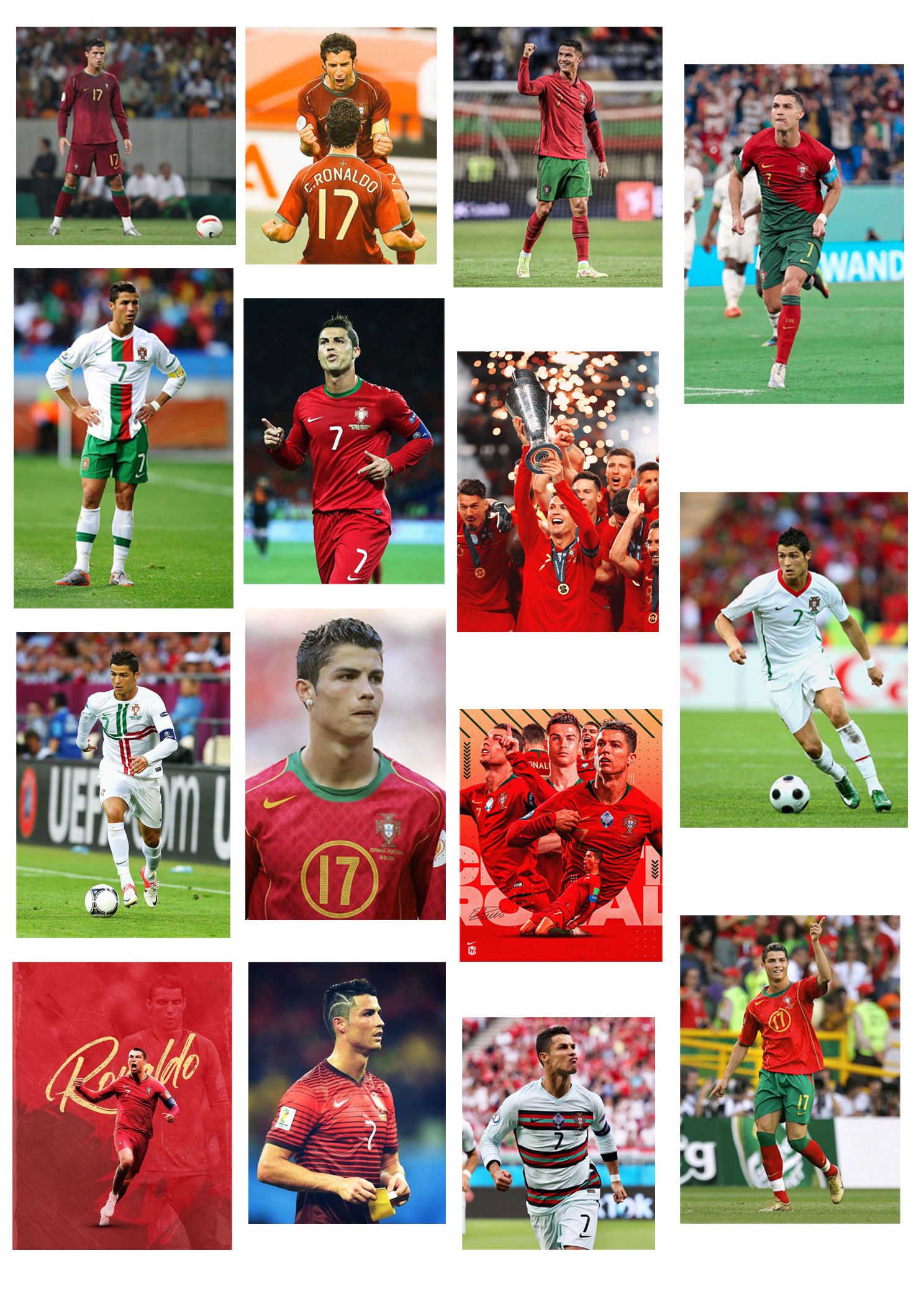 Bộ 30 hình dán Ronaldo Đội tuyển Bồ Đào Nha, hình dán sticker bóng đá Ronaldo CR7, hình dán decal bóng đá