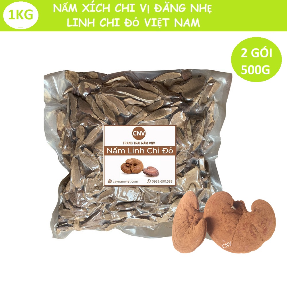 Nấm linh chi đỏ việt nam thái lát 1kg - cây nấm việt
