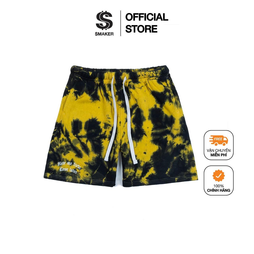 Quần đùi nam, quần short nam vải cotton co giãn thoải mái, thoáng mát - love later tie dye short in yellow