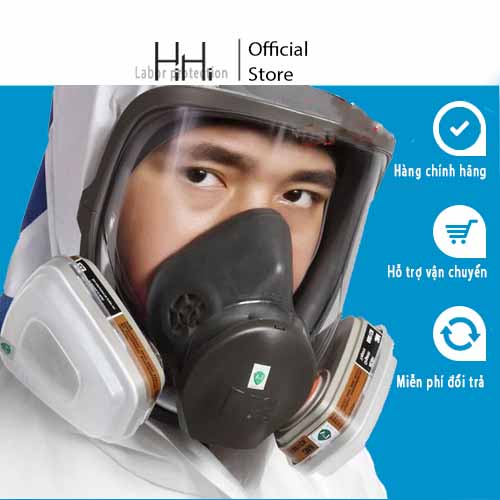 Bộ mặt nạ toàn diện 3m 6800 lọc độc, khói, hoá chất mùi độc hại, mặt nạ phòng độc fullface 3m 6800 trọn bộ 9 chi tiết - mặt nạ phòng hoá chất - mặt nạ phun thuốc trừ sâu