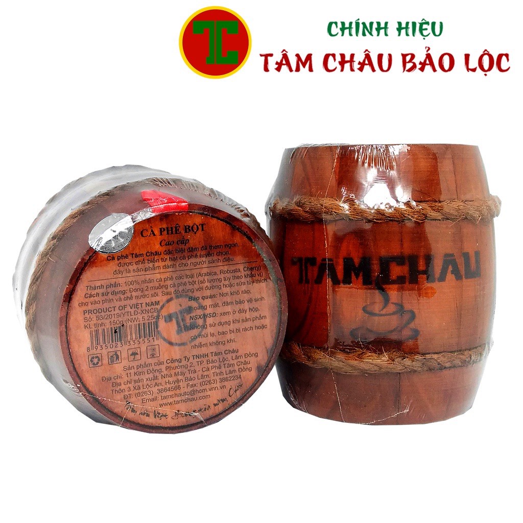Cà phê Tâm Châu hộp trống 150g - Cà phê hộp gỗ chính hãng Tâm Châu