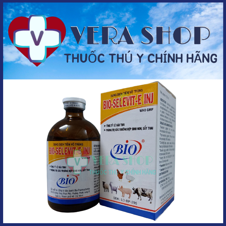 BIO SELEVIT E INJ 100ML - Tăng tỷ lệ đậu thai, phòng và trị các trường hợp sinh non, sẩy thai trên heo, trâu, bò - Sỉ Lẻ Thuốc Thú Y