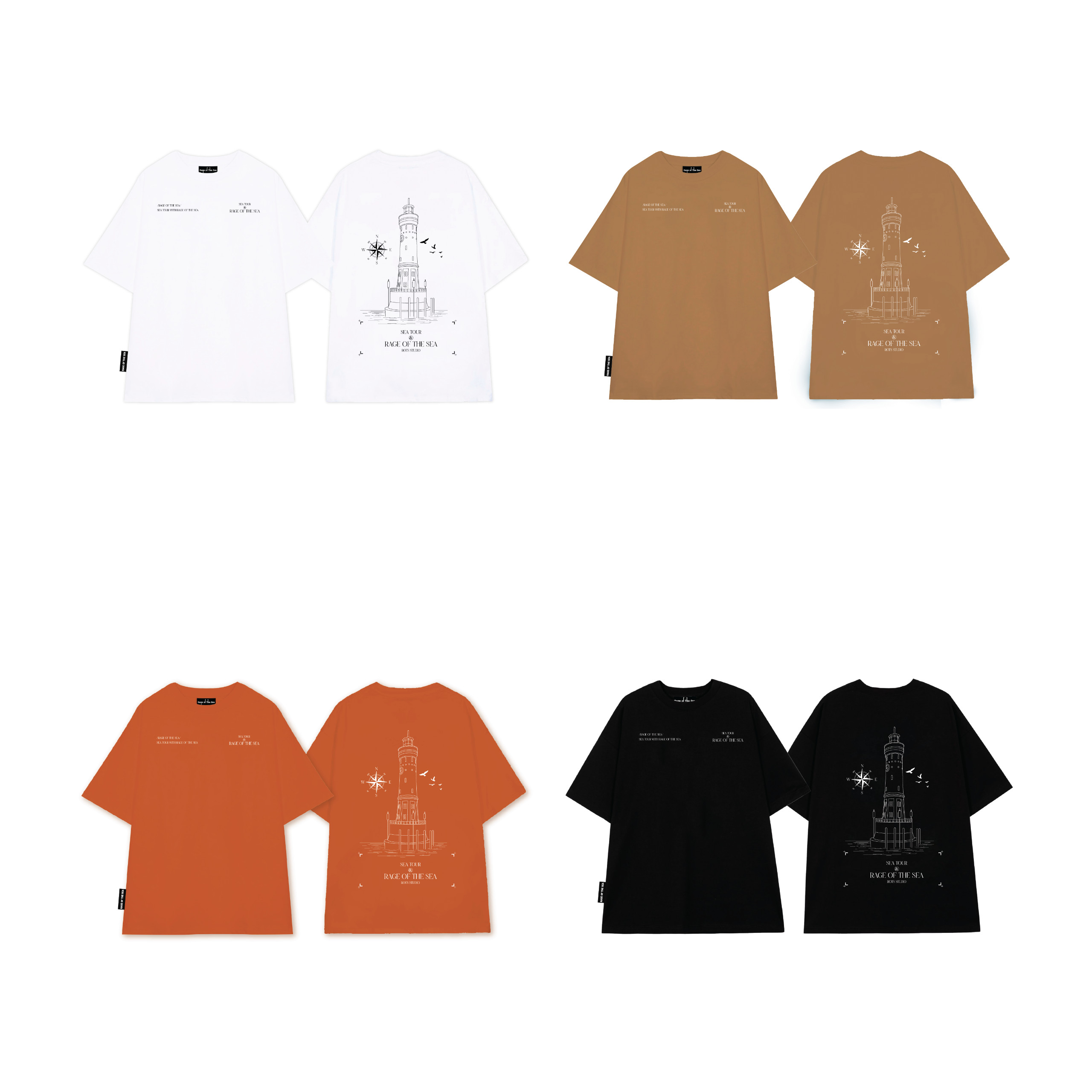 Áo thun unisex oversize rage of the sea “lighthouse”