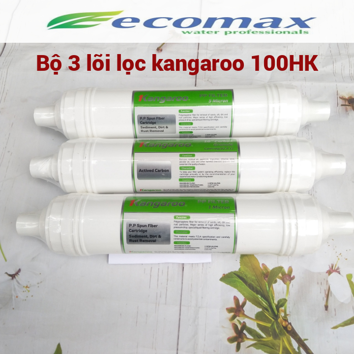 Bộ 3 lõi lọc kangaroo hk 100 , bộ lõi lọc 1,2,3, kangaroo dùng cho cây nóng lạnh