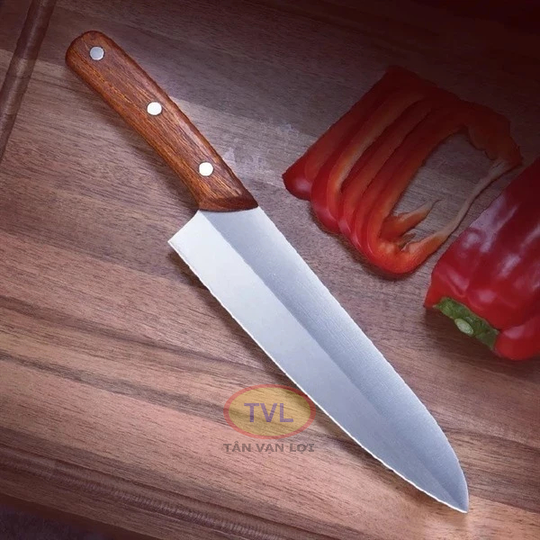 Dao Nhật Bằng Thép Cán Gỗ Chống Gỉ Thái Thịt Nhà Bếp Cao Cấp (CẦM CHẮC TAY)
