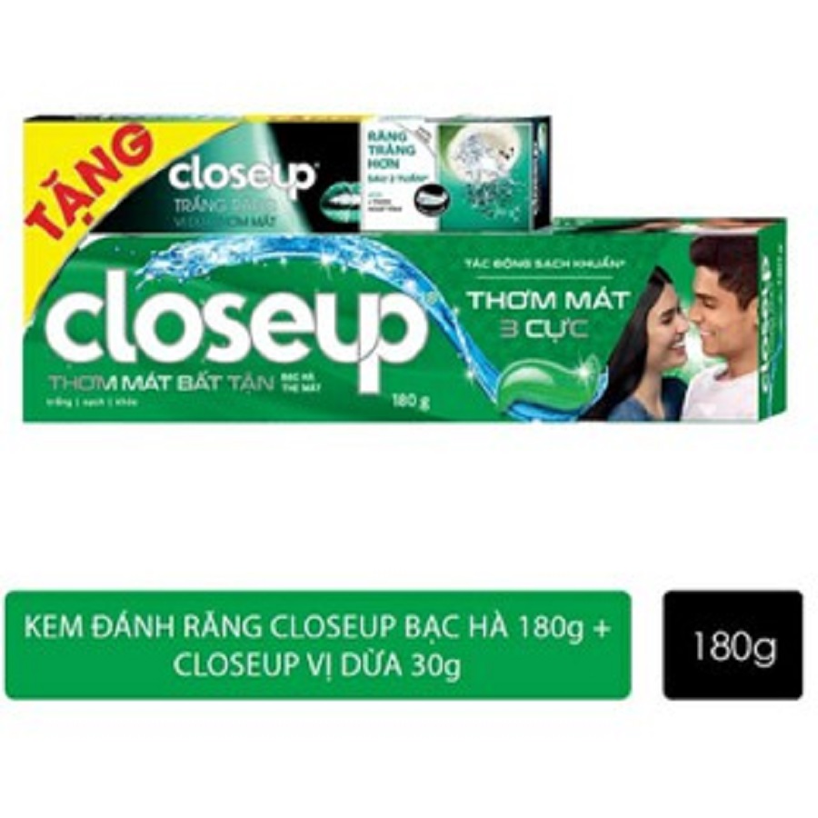 KEM ĐÁNH RĂNG CLOSEUP Xanh lá Bạc Hà 180g( tặng tuýp 30g)
