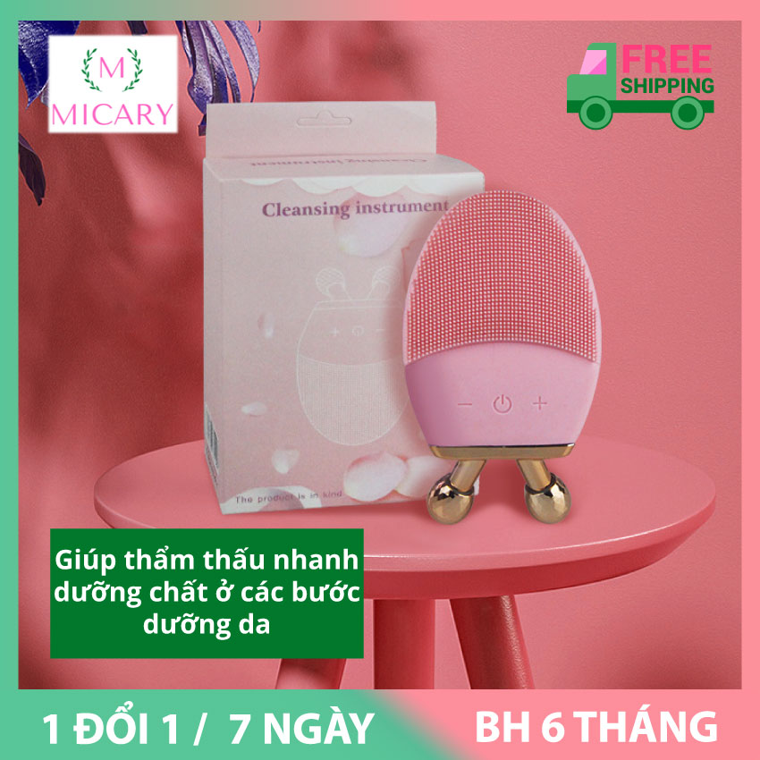 [HCM]Máy Rửa Mặt Silicon Tích Hợp Sóng âm và Thanh Lăn Massage Nâng Cơ Mặt 3D. Máy Rửa Mặt nâng cấp hơn máy rửa mặt Laco con cá. Được tích hợp nhiều tính năng như của Foreo luna mini 2Foreo luna mini 3 và xiaomi hailo. BH 3 th bởi MICARY