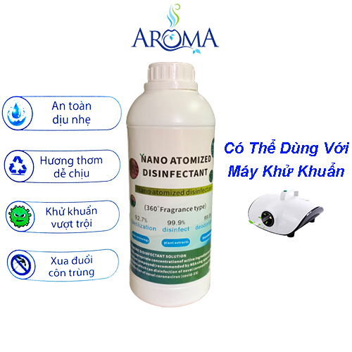 Dung dịch khử khuẩn Nanomax(1 lít) 🌹Freeship 🌹Khử mùi, Diệt khuẩn, loại trừ ẩm mốc dùng cho máy khử khuẩn Nano Bạc