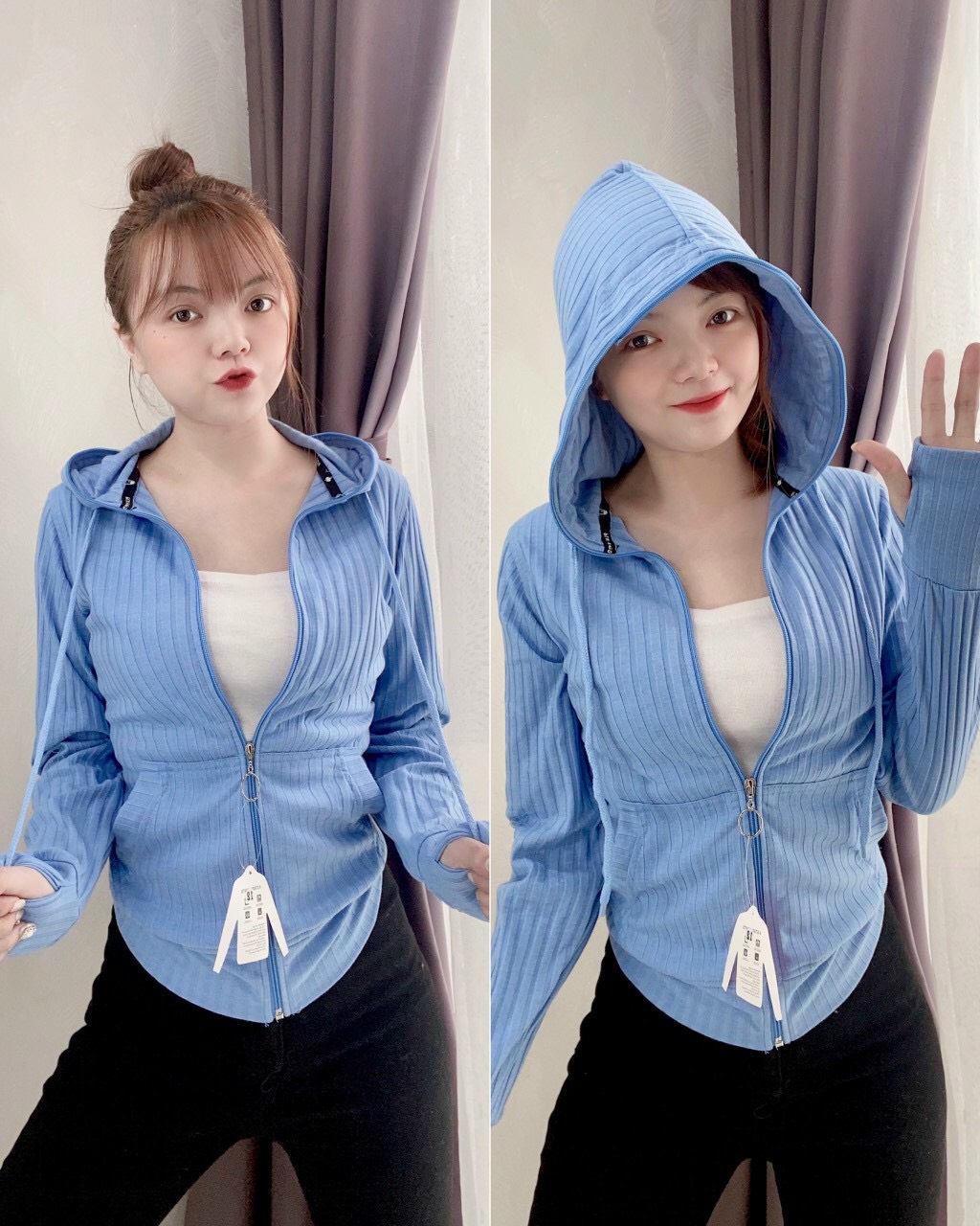 Áo khoác trùm đầu trống nắng thời trang qt
