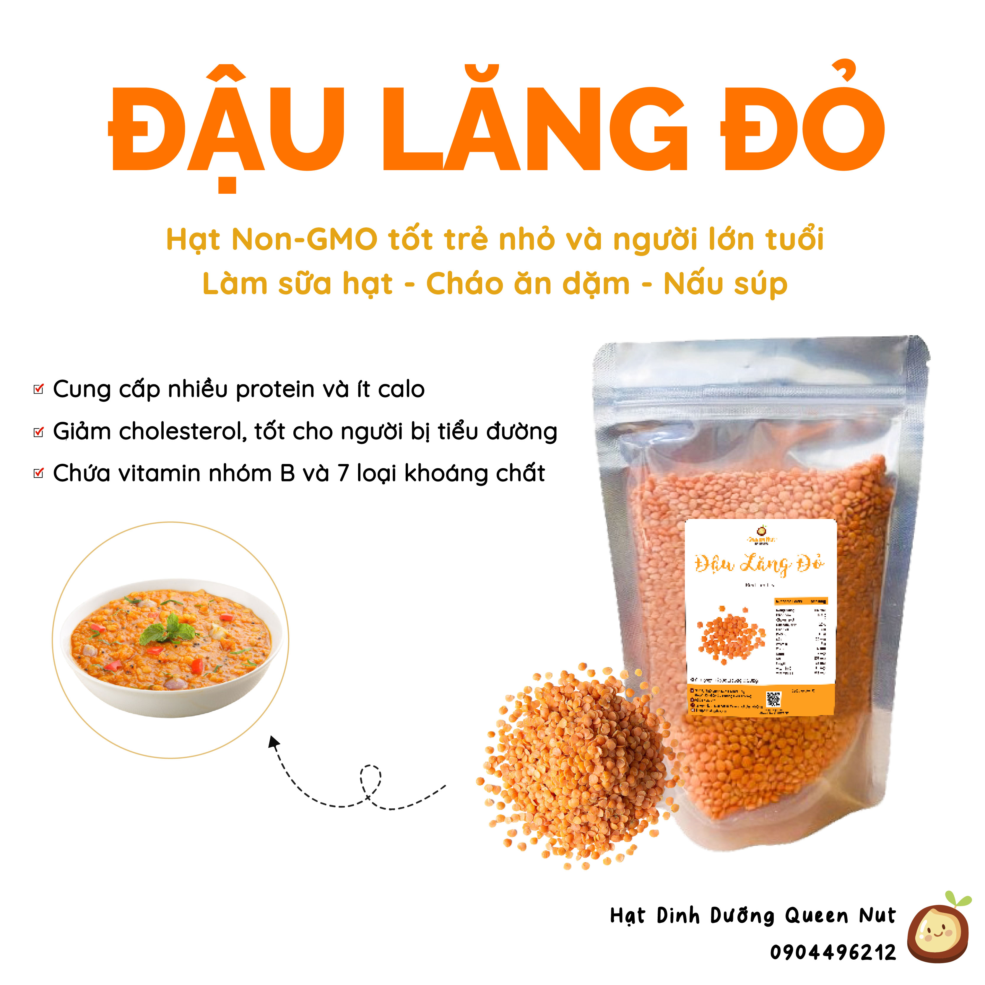 Đậu Lăng Đỏ Non-GMO 500G làm sữa hạt, nấu cháo súp, đồ ăn dặm cho bé - Tặng kèm sổ tay công thức sữa hạt