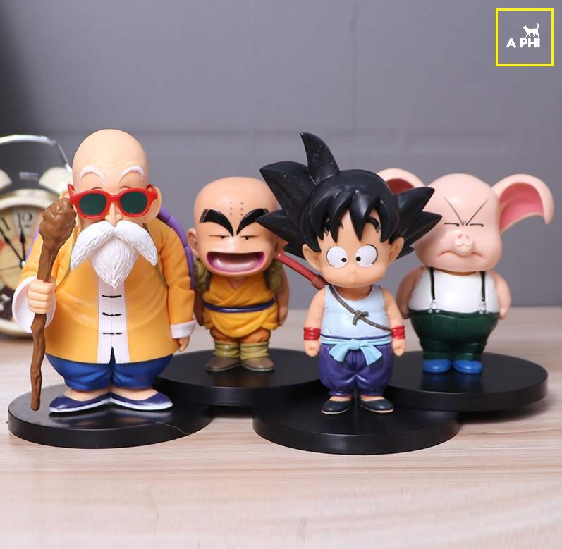 Mô hình Dragon Ball thời thơ ấu Songoku, cụ rùa, krillin, lợn 16cm
