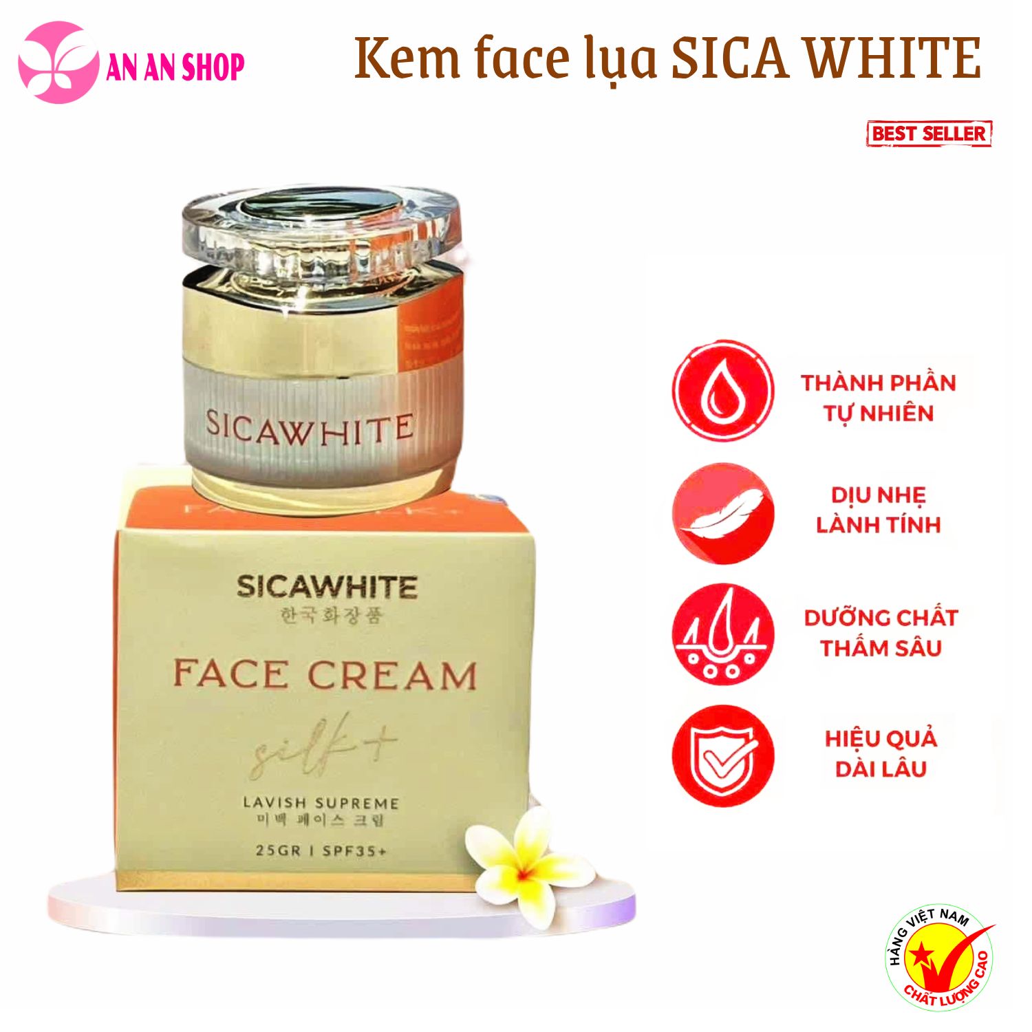 Kem face lụa Sica White, dưỡng trắng mờ thâm nám tàn nhang hiệu quả - Hàng chính hãng