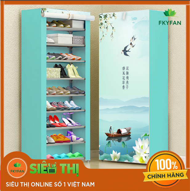 Kệ giày dép 10 tầng 9 ngăn 3D khung inox,giá để giày inox 10 tầng,tủ giầy dép,kệ để đồ,kệ sách,ke giay dep,đồ nội thất