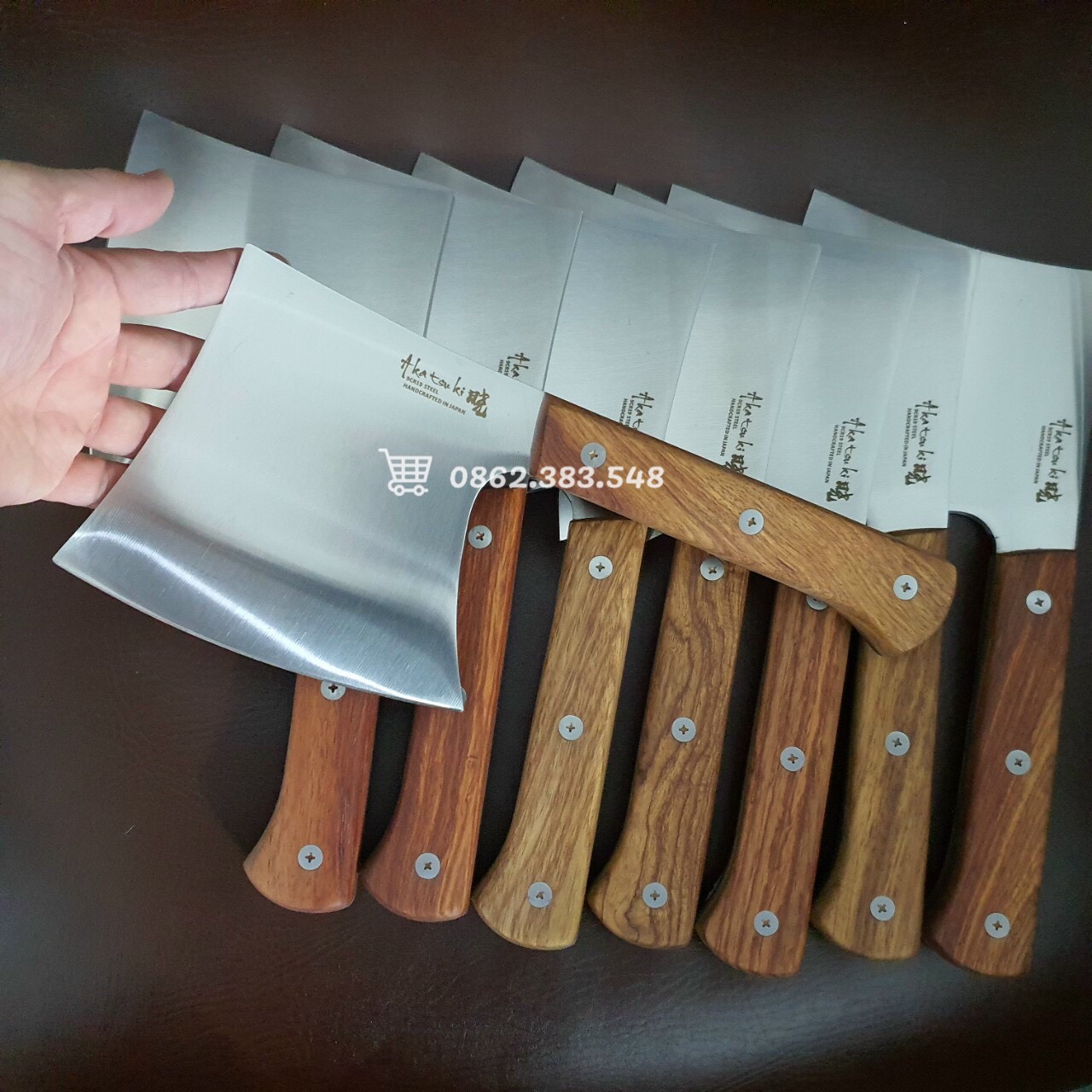 Dao chặt xương cứng lưỡi cong Nhật nội địa cao cấp, lưỡi cực sắc, thép nguyên khối chống gỉ, sáng bóng, chặt xương trâu bò lợn gà ... cực sắc