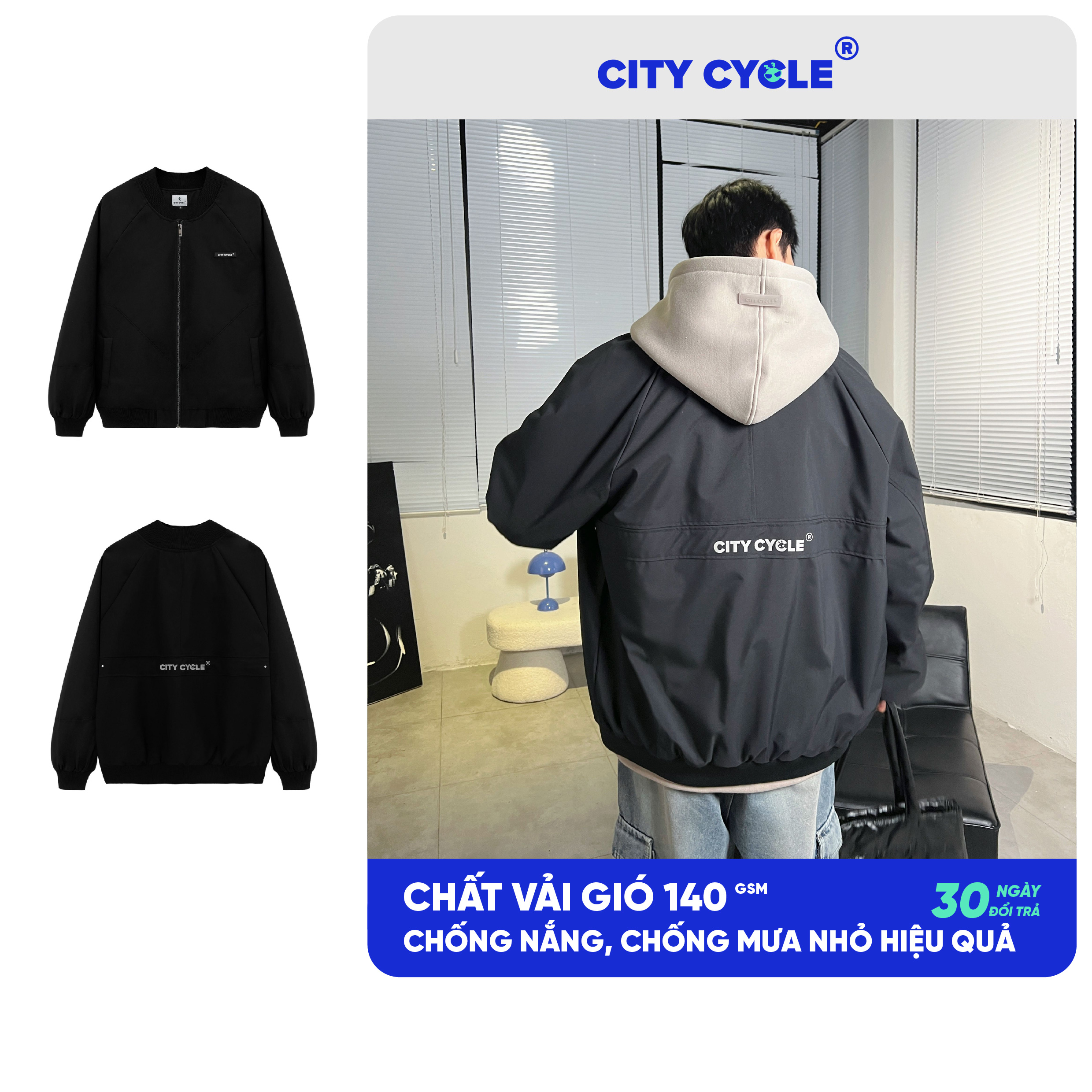 Áo Khoác Gió Local Brand Uranus City Cycle oversize nam nữ form rộng chống nước