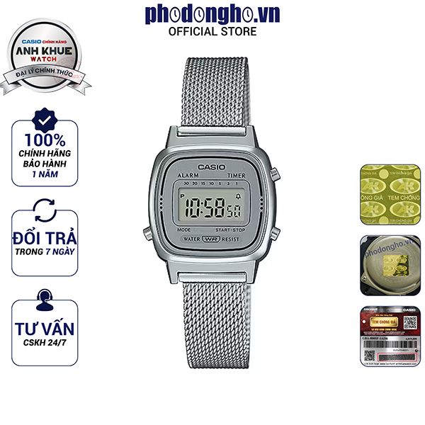 Đồng hồ nữ dây kim loại casio anh khuê la670wem-7df
