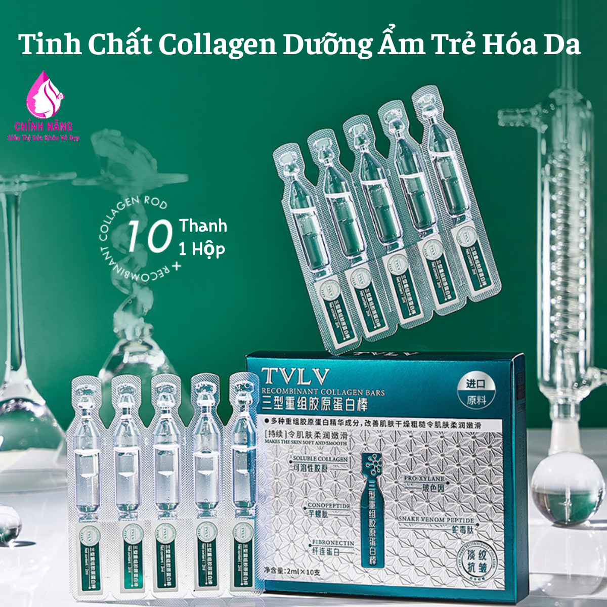 Bộ Phục Hồi Tinh Chất Collagen Dưỡng Ẩm Xóa Nhăn Mờ Thâm Trẻ Hóa Da Cả Hộp