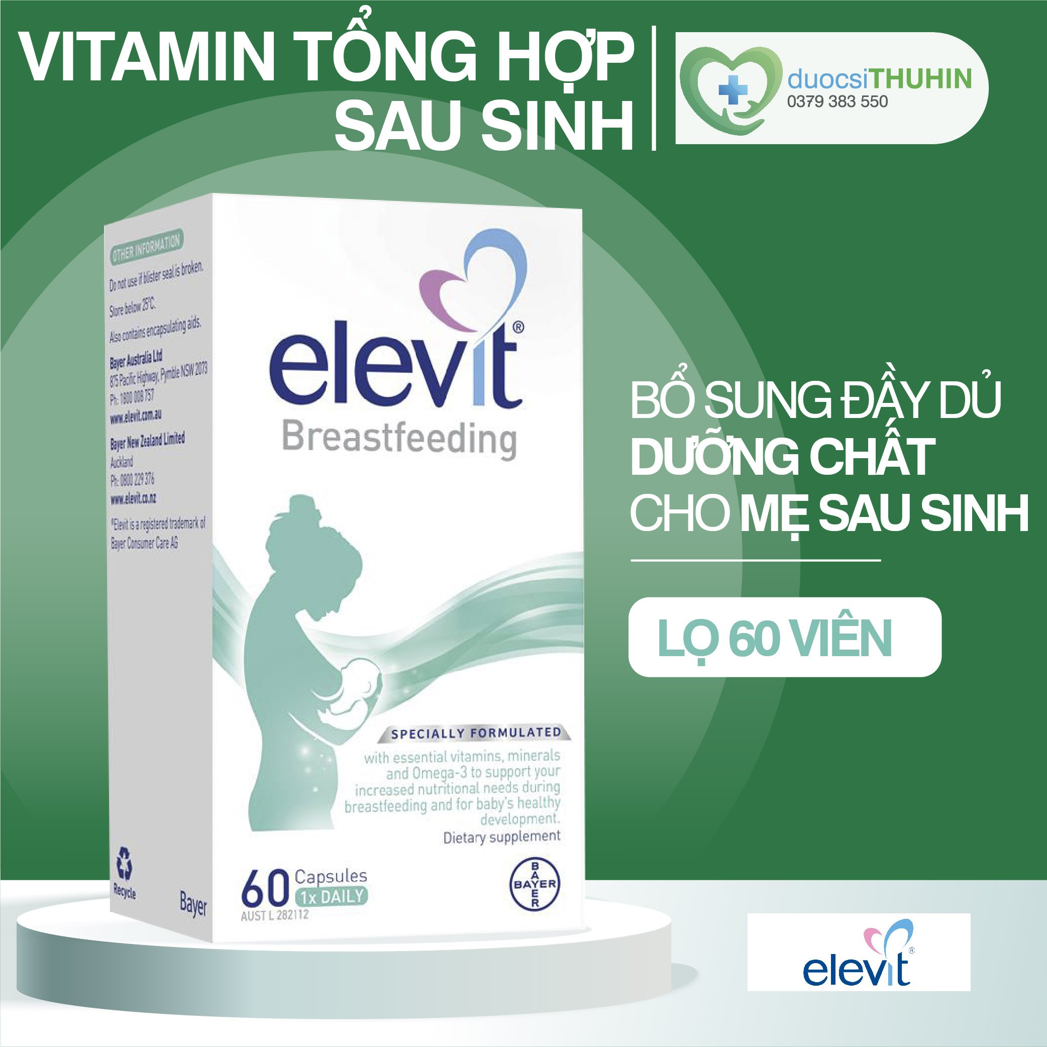 Bayer Elevit Breastfeeding Vitamin Tổng Hợp Sau Sinh 60 viên