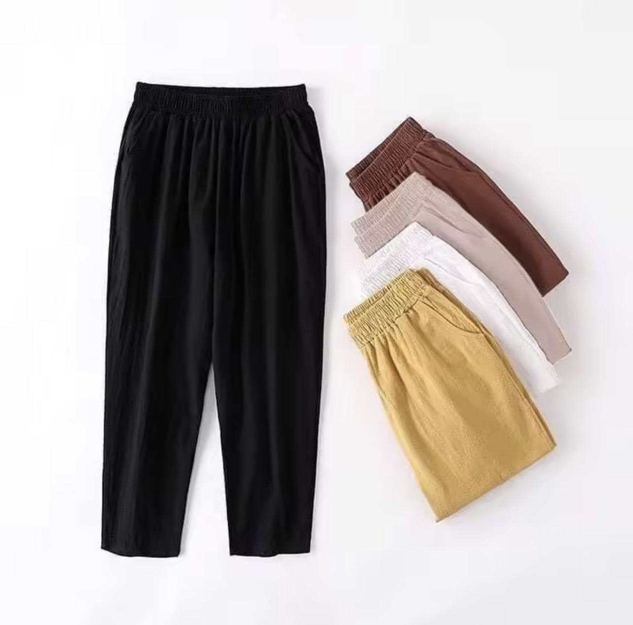 Quần Baggy Đũi Xước Lưng Thun Mát Mịn Đi chơi Dạo Phố Dễ Phối