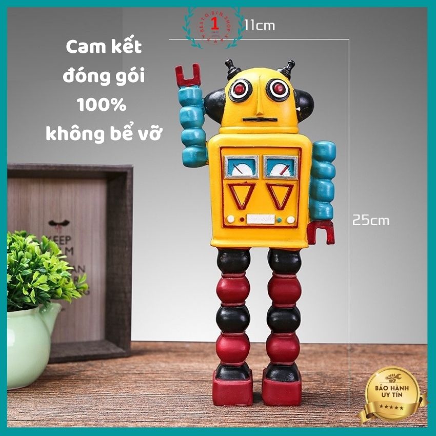 Tượng trang trí nhà cửa decor mô hình robot kích thước lớn size 25cm màu sắc bắt mắt . làm quà tặng trang trí bàn làm việc giảm stress tăng sự tập trung , sản phẩm Qbinshop đóng gói kĩ cam kết không vỡ