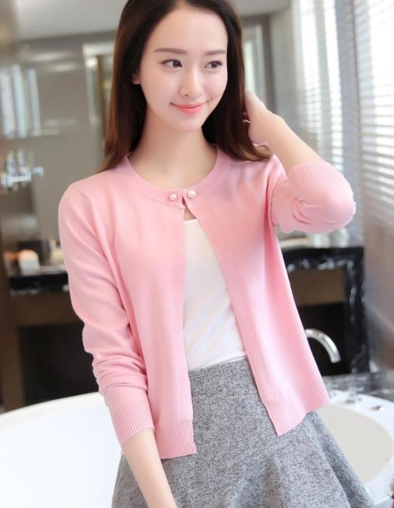 Áo Len Nữ Nhẹ Cúc Ngọc Áo Khoác Len Nhẹ ALN025 MayHomes, Có Thể Mặc Bốn Mùa, Thiết Kế Đơn Giản Dễ Thương