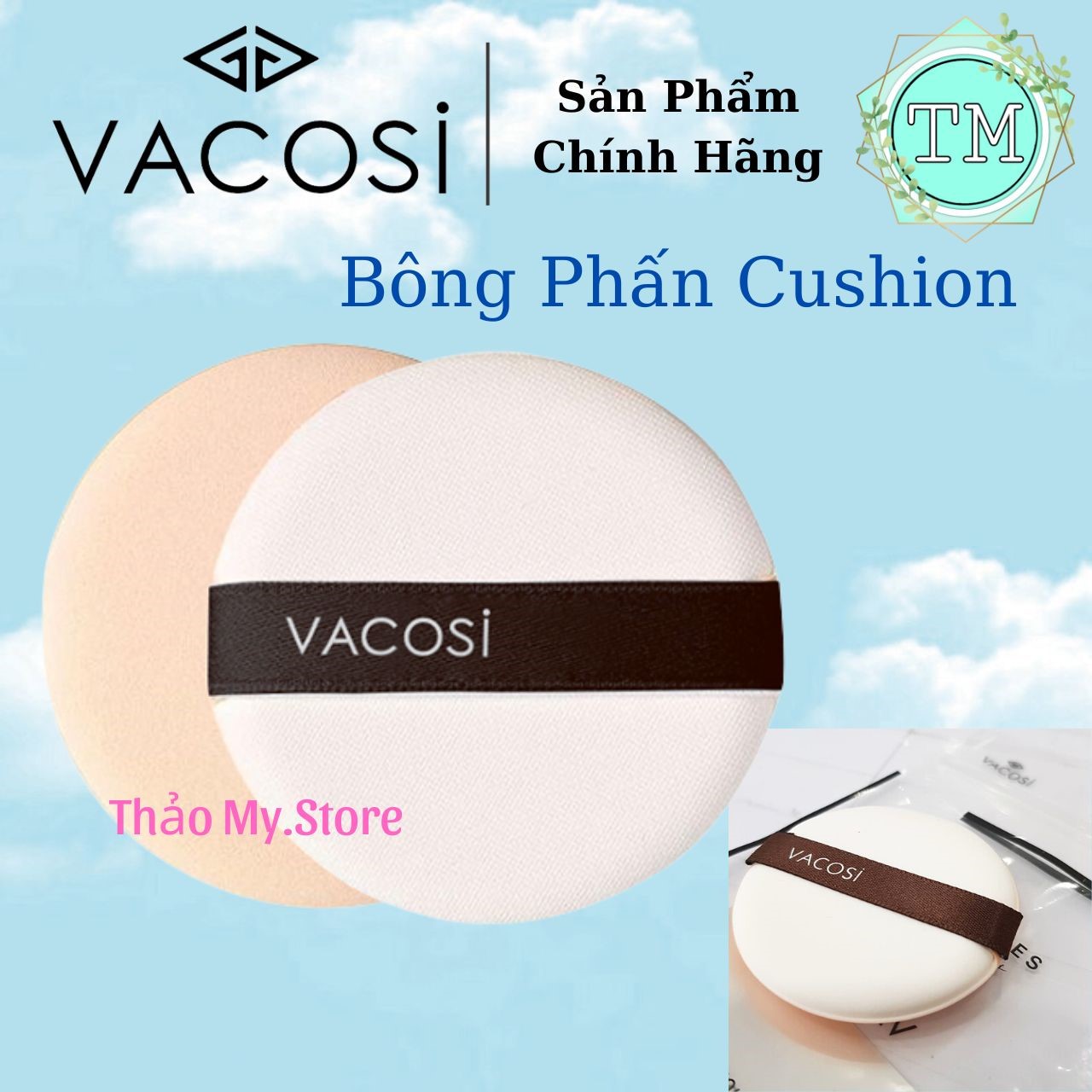 Bông phấn cushion vacosi bp22 - chất liệu bông mềm mịn