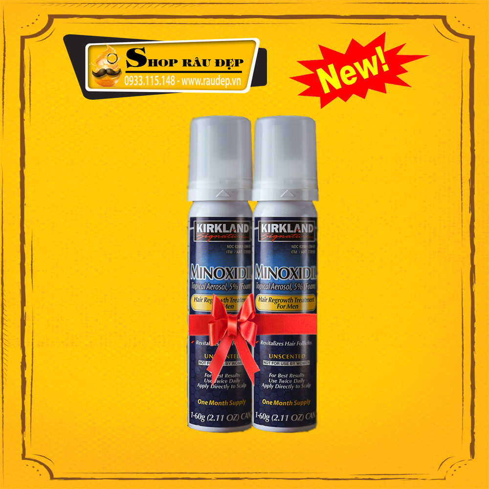 Minoxidil 5% dạng bọt mọc râu tóc kirkland mỹ combo 2 lọ