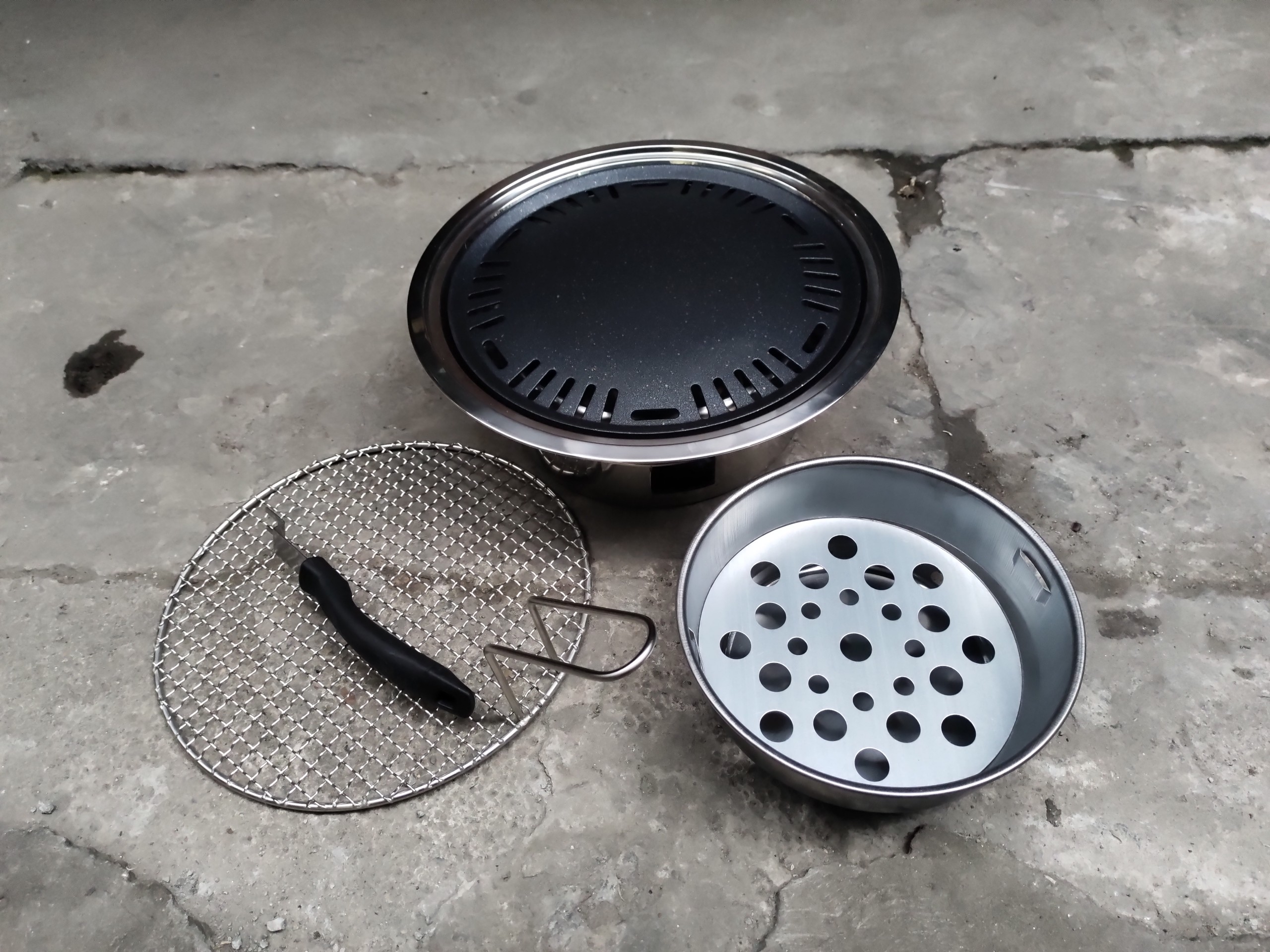 Bếp nướng than hoa đặt âm bàn DK 1Vỉ gang chống dính + 1 Vỉ nướng inox