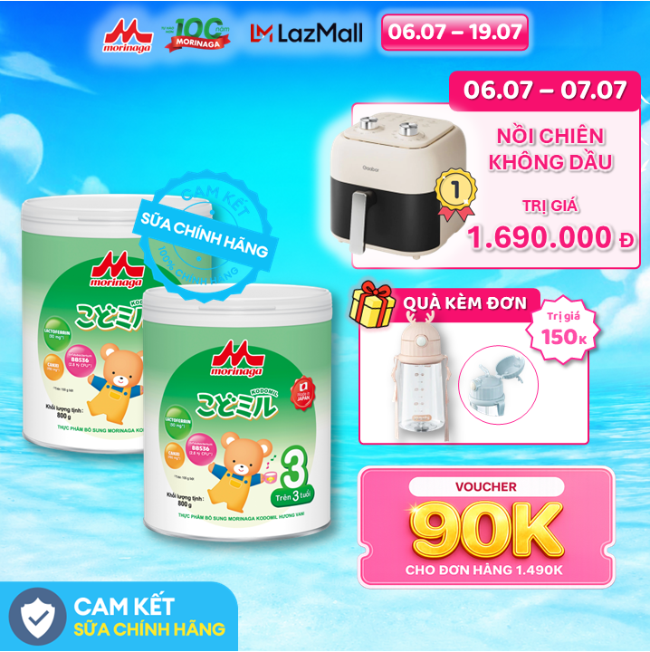 Combo 2 Lon Sữa Morinaga Kodomil Số 3 800g Nhật Bản – Canxi Hỗ Trợ Tăng Chiều Cao, Hỗ Trợ Tiêu Hóa, Cho Bé Từ 3 Tuổi, Chính Hãng