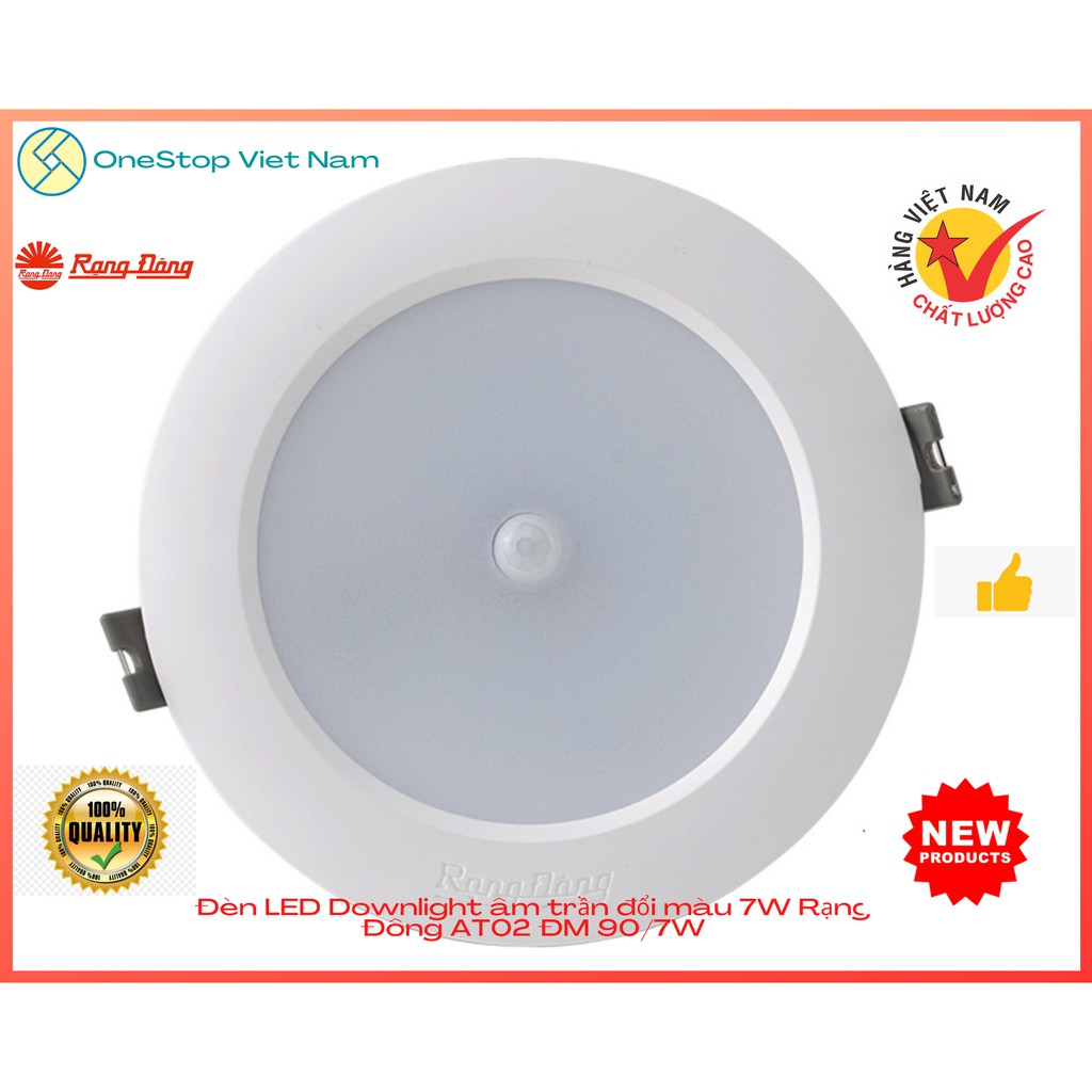 Đèn led downlight âm trần cảm biến 7w rạng đông at04l 90/7w pir, vỏ nhôm đúc