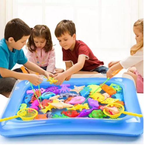 Bộ đồ chơi câu cá nam châm 25 món bao gồm bể phao được làm bằng chất liệu nhựa cao cấp Cần câu cá mini Đồ chơi trẻ em bé trai bé gái