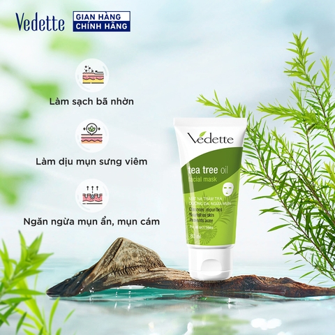 Mặt nạ đất sét vedette tinh dầu tràm trà 80ml mnds-tt-tt0080