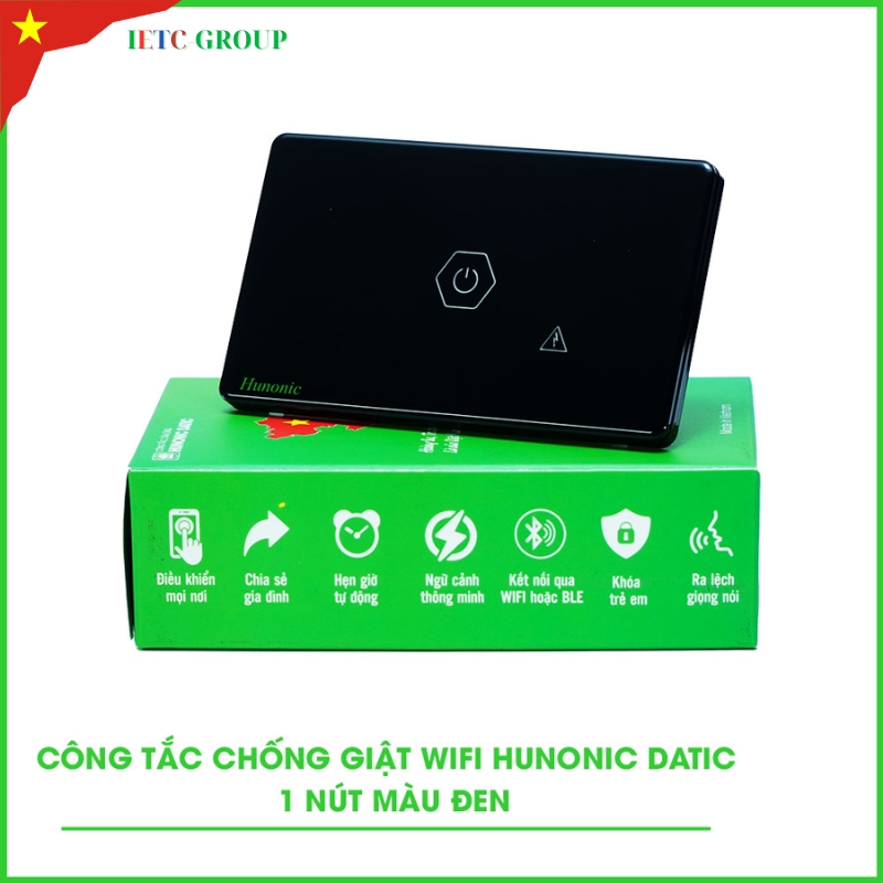 Công Tắc Chống Giật Wifi Hunonic Datic Màu Đen