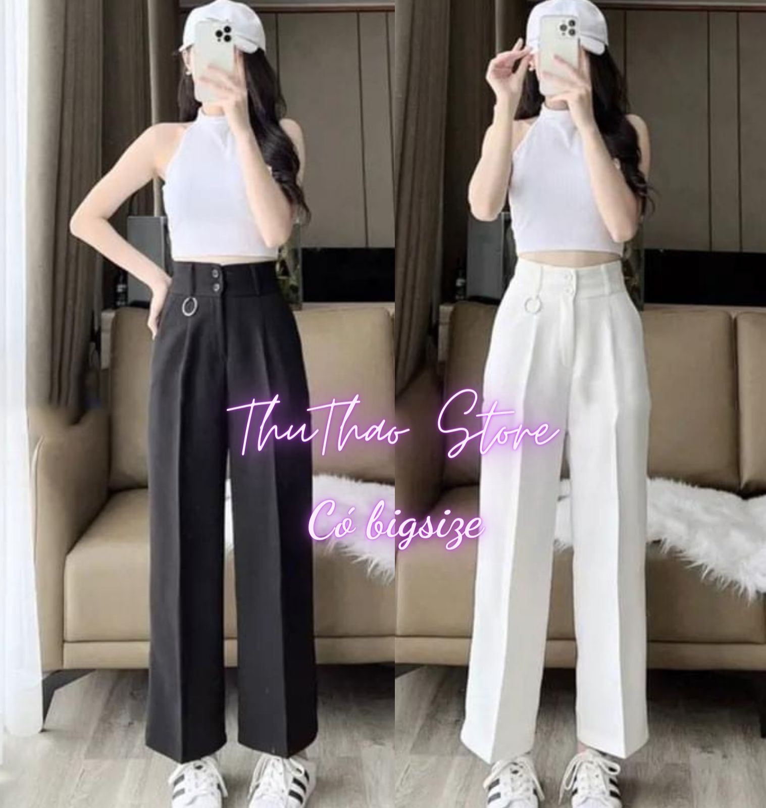 [Duy nhất 20H 10.11 - 13.11, Mua 2 giảm 10%] Quần ống rộng suông nữ lưng cao form đẹp mix vòng kiểu dáng mới lạ tại Thu Thao Store.M234