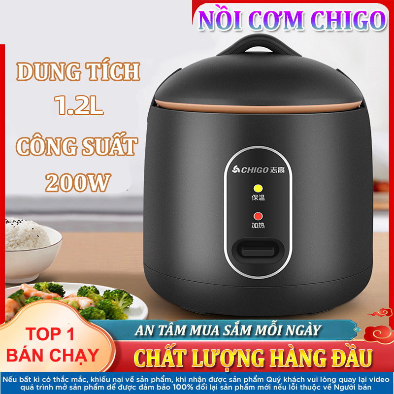 Nồi cơm điện chigo 1.2l, nồi cơm mini dành cho 2 người ăn công suất 200w