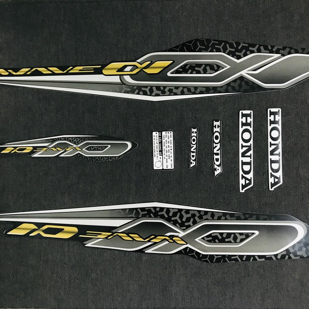 [MÀU ĐEN] NGUYÊN BỘ TEM RỜI 3 LỚP DÀNH CHO XE MÁY HONDA WAVE A WAVE ALPHA 2019 CAO CẤP CỰC ĐẸP