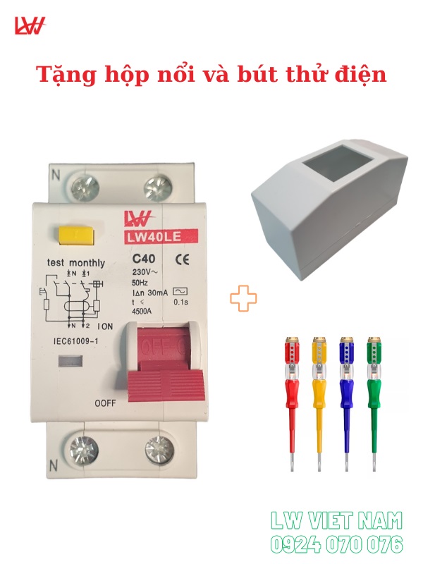 Cb chống giật thế hệ mới tải 40a - rccb chống giật , dòng rò , quá tải lw - c40
