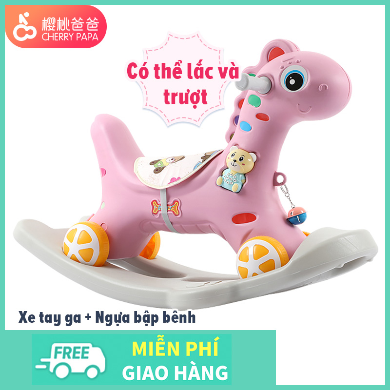 Cherry Papa Ngựa bập bênh 2in1 có nhạc cho bé (Bập Bênh Kết Hợp Chòi Chân) Cherry027