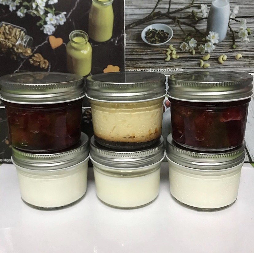 Combo 6 Hũ thủy tinh tròn miệng rộng 100ml nắp nhôm làm kem, sữa chua, caramen, pudding, làm nến sáp