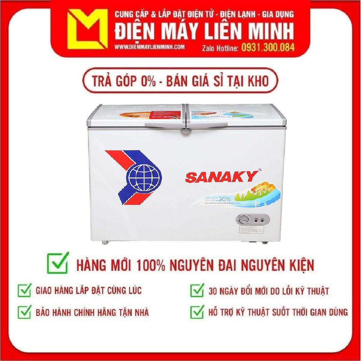 Trả góp 0% - tủ đông sanaky vh-2599a1 250 lít - miễn phí vận chuyển hcm