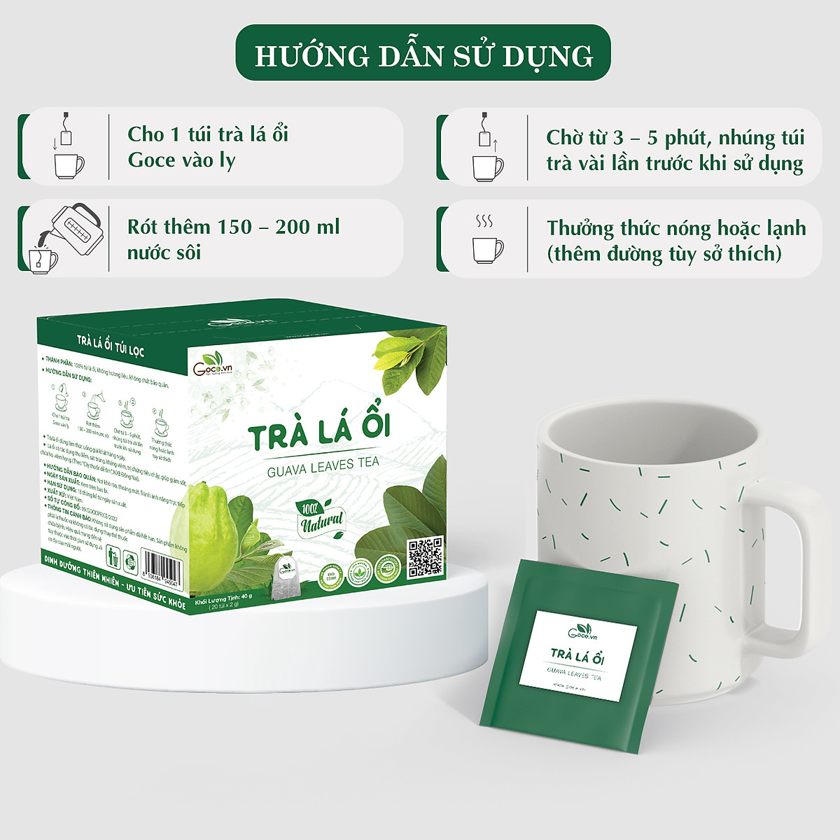 Chính Hãng] - Tan mỡ giảm cân ngừa tiểu đường - Trà lá ổi túi lọc Goce Hộp  20 túi Trà Thải Độc Ruột Trà Ổi - Lazada | Lazada.vn