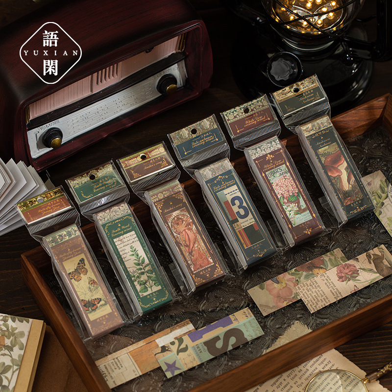 Cuốn 50 miếng stickers trang trí kiểu cổ điển vintage junkjournal dùng để trang trí