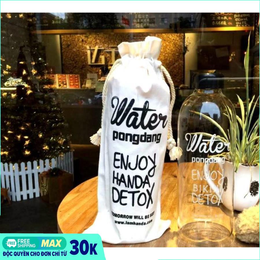 (Tặng kèm túi) Bình nước Detox water pong dang 1000ml ( màu ngẫu nhiên)